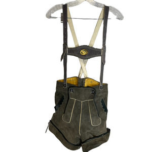 Vintage Lederhosen Leather Bib West Germany Suspenders Shorts Oktoberfest